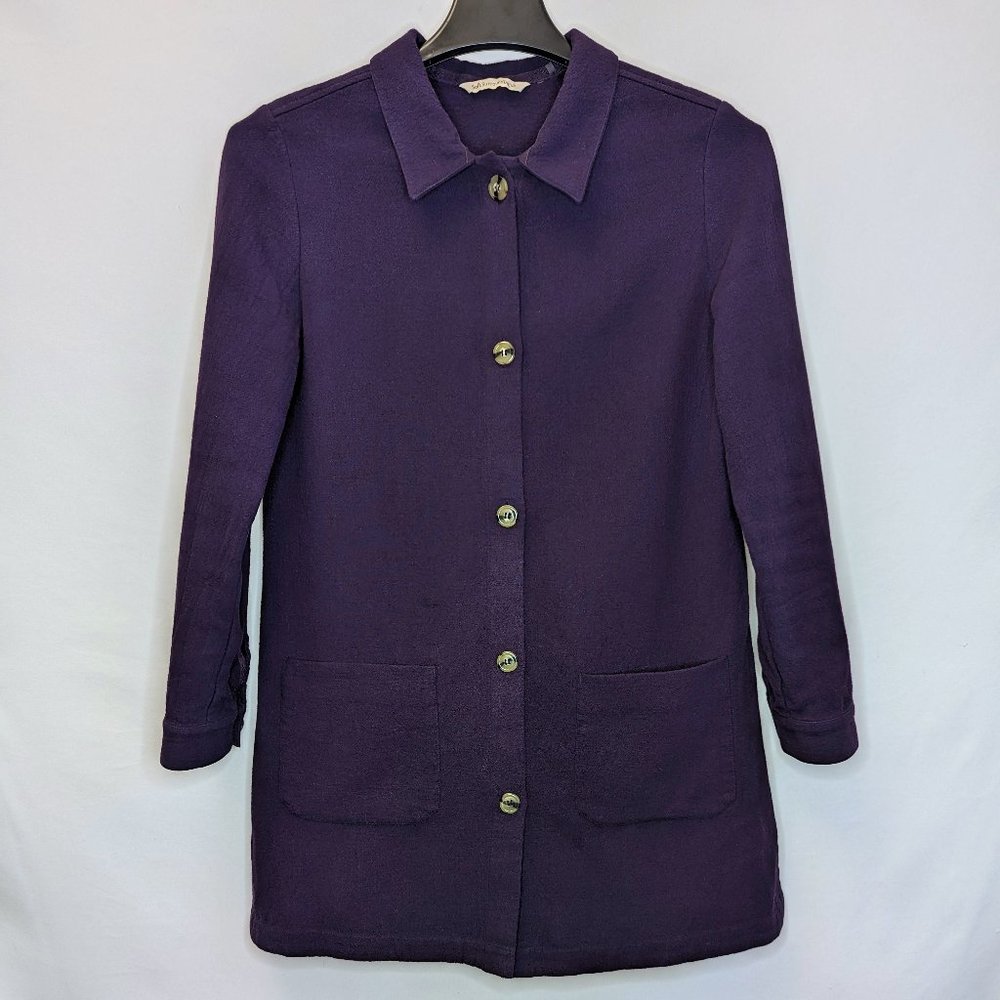 Soft Surroundings Dark Purple Button-up Jacket 100% Cotton Women's Size Small
